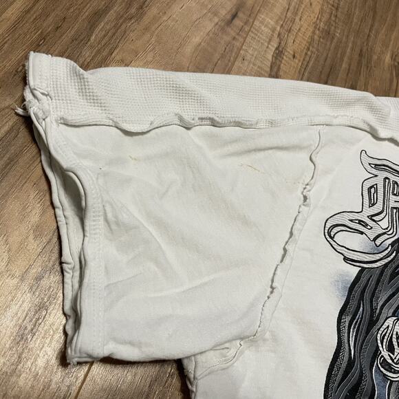 Affliction Signature Georges St Rush White T-Shirt Y2K Distressed Men 2XL STAINS - Picture 13 of 16